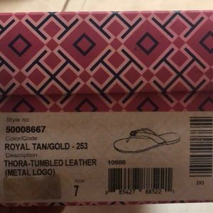 Tory Burch tan slippers. Size 7. Never used.